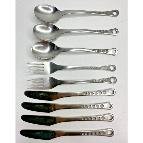 Rustfrit Sweden Circles Stainless Flatware Replacement Fork Knife Spoon 9 Pc